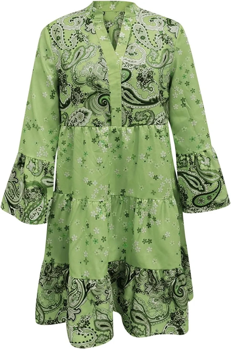 Women's Summer Sundress Long Sleeve Boho Floral Print Sun Dresses for Women Beach Patchwork Skirt 2025 Party Dresses