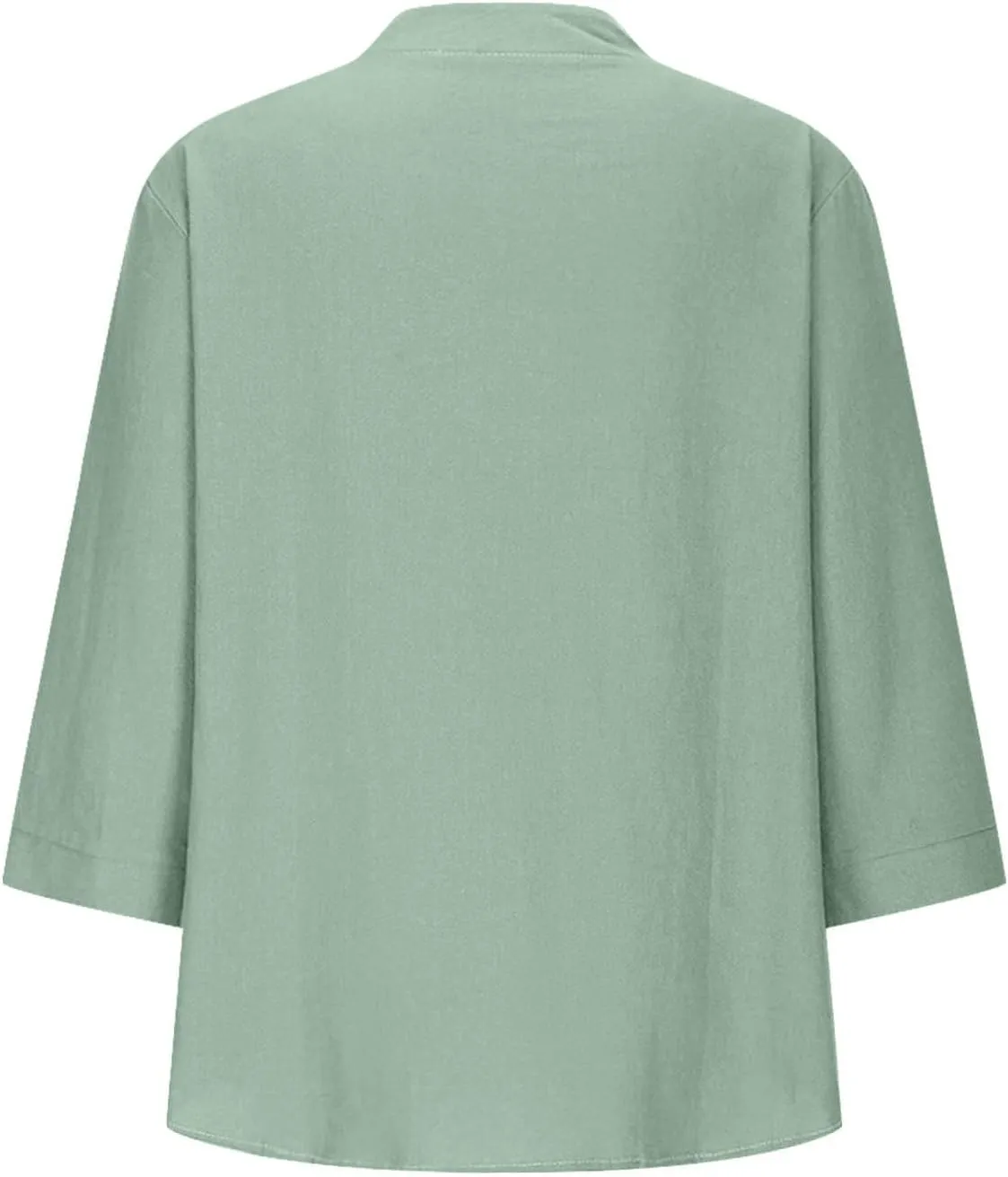 Womens Summer Tops Casual Cotton Linen Short Sleeve Shirts Loose Fit V-Neck Button Fashion Solid Color T-Shirts