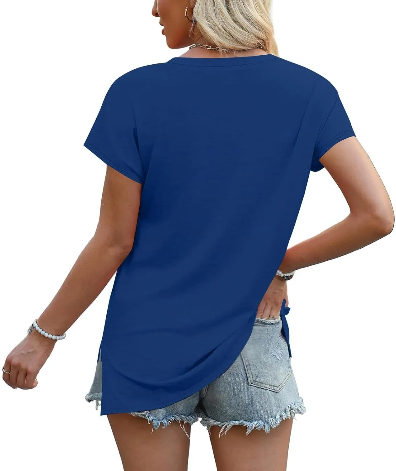 Womens Summer V Neck T Shirts Short Sleeve Basic Tee Tops Dressy Casual Loose Fit Cute Tshirt Trendy Fashion Outfits