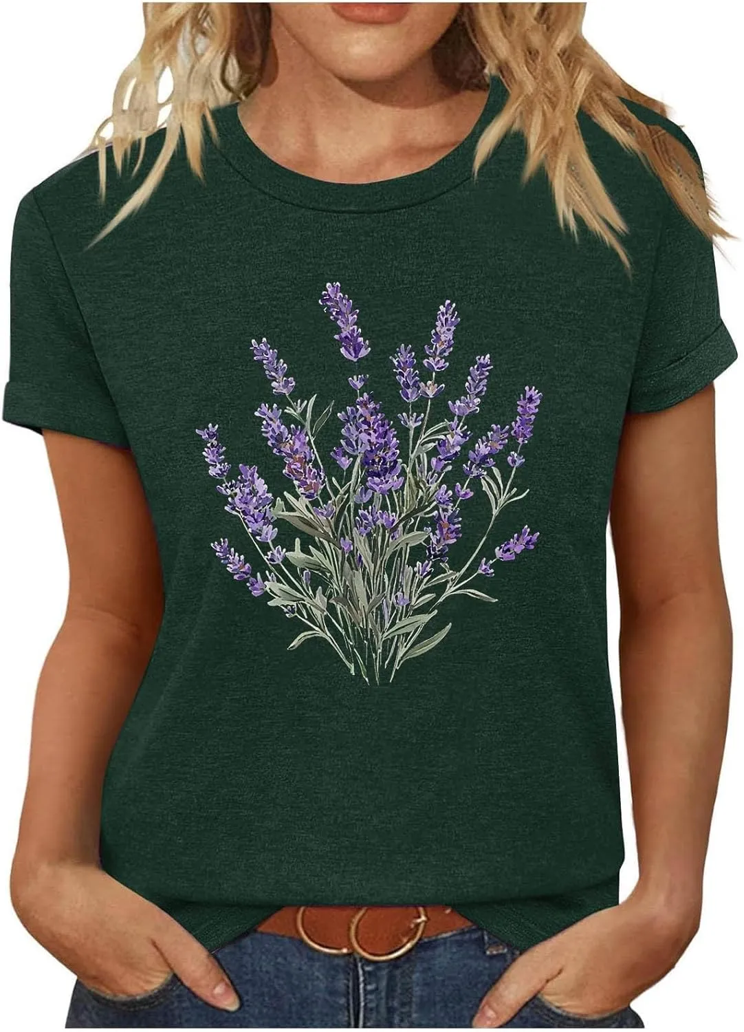 Womens Sunflowers Pattern Tshirts Boho Wildflower Graphic Short Sleeve Blouses Summer Casual Aesthetic Tunic Tee Tops