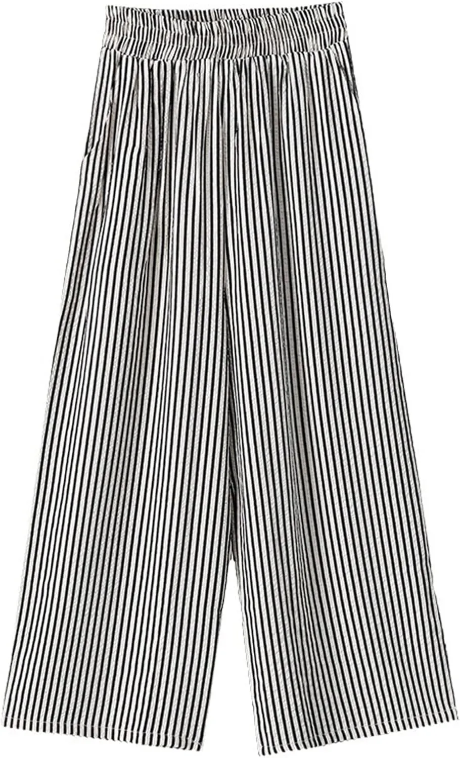 Womens Wide Leg Palazzo Pants Boho Striped Trousers Summer Beach Culottes Flowy Casual Elastica Waist Wide Leg
