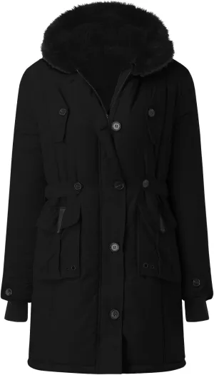 Womens Winter Thicken Puffer Coat Collar Long Sleeve Jacket Vintage Thicken Coat Jacket Warm Hooded fur Long Puffer
