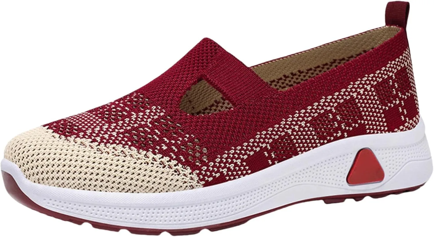 Women's Woven Orthopedic Breathable Soft Sole Shoes Slip On Diabetic Mesh Trainers Women's Comfortable Casual Air Cushion Athletic Shoes Arch Support Running Jogging Sports Sneaker