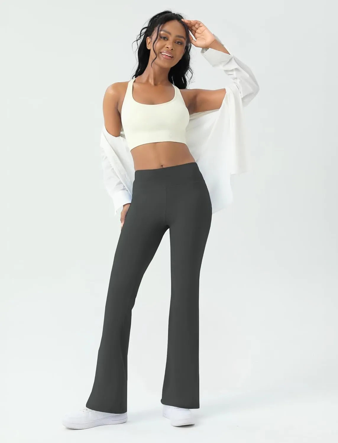 Women's Yoga Pants Bootcut Flare Leggings Flared Bell Bottom Leggings High-Waisted Workout Pants Tummy Control