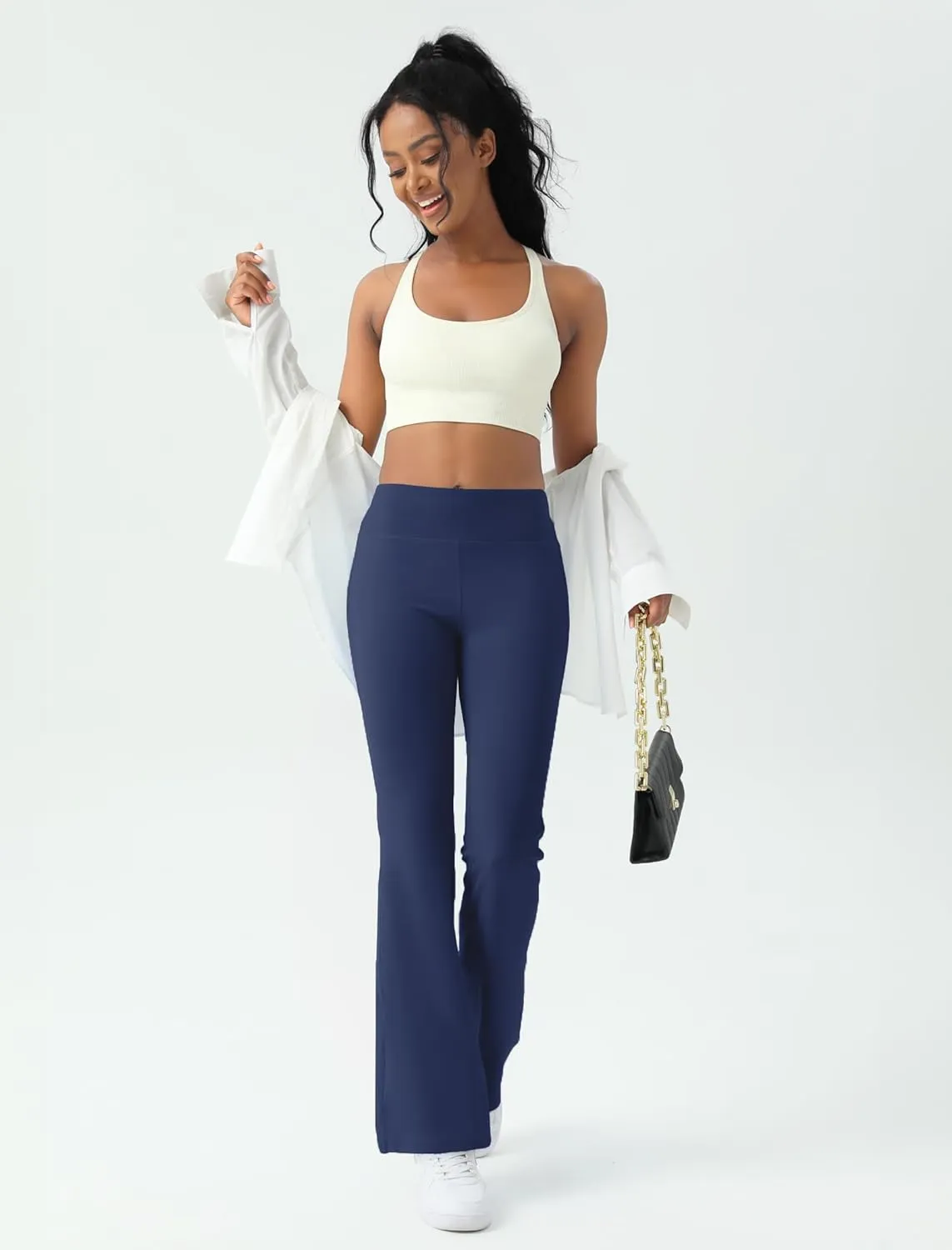 Women's Yoga Pants Bootcut Flare Leggings Flared Bell Bottom Leggings High-Waisted Workout Pants Tummy Control