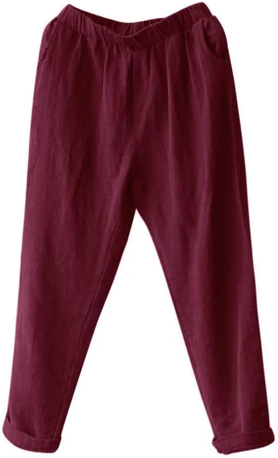 Women'sCasual Wide Leg Pants Plus Size Women Pants Baggy Loose Trousers Casual Lady Wide Leg Casual Palazzo Pants