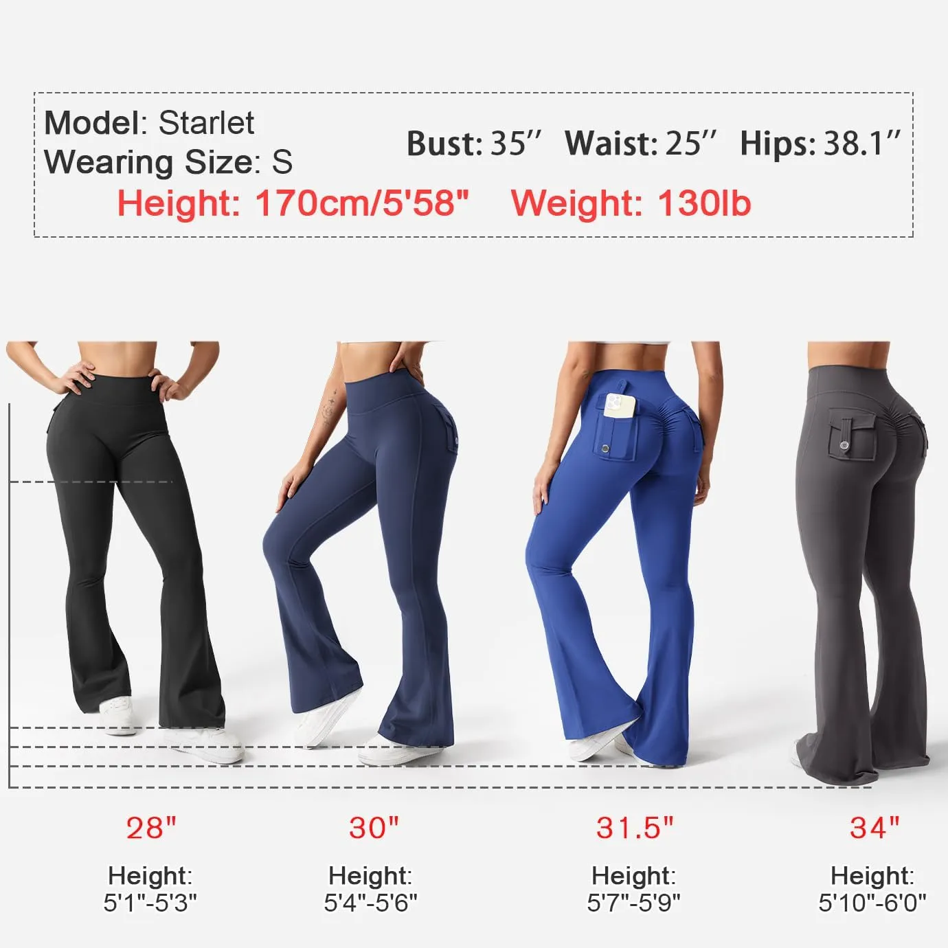 YEOREO CoreFlex Flare Leggings with Pockets for Women Scrunch Workout Leggings Butt Lifting Gym Yoga Pants