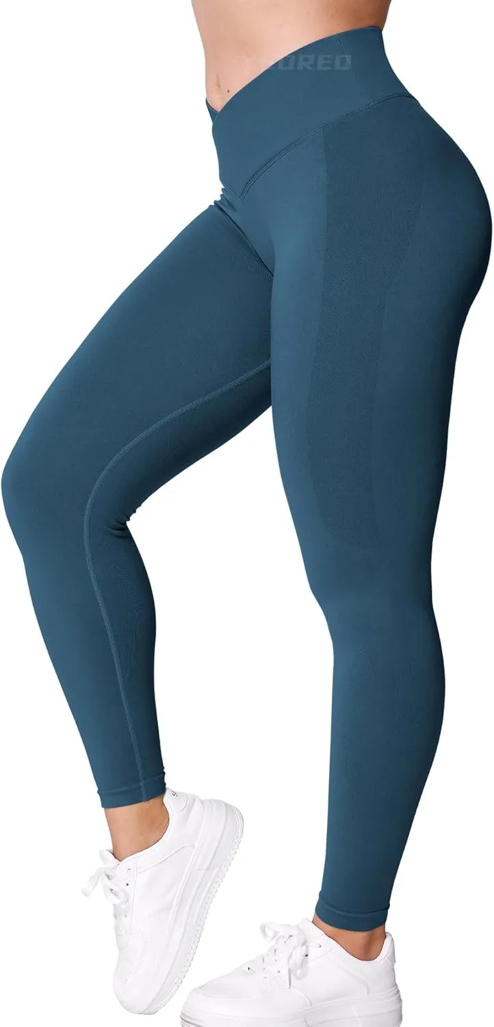 YEOREO V Waist Workout Leggings for Women Amplify Butt Lifting Scrunch Gym Leggings Seamless Yoga Pants