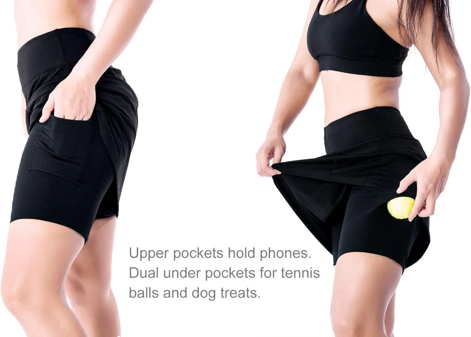 Yogipace Women's UV Protection 17" Long Tennis Running Golf Skort Active Skirt